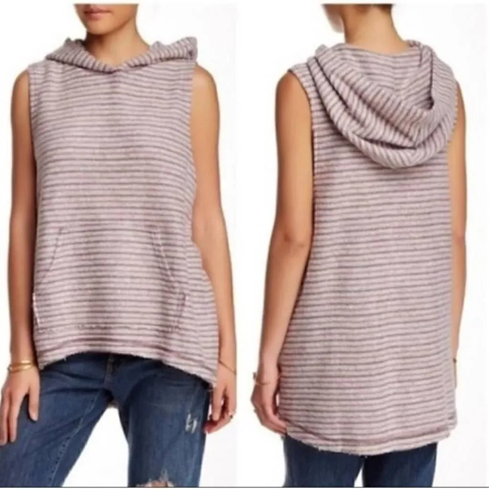 Free People Sleeveless French Terry Hooded Sweater